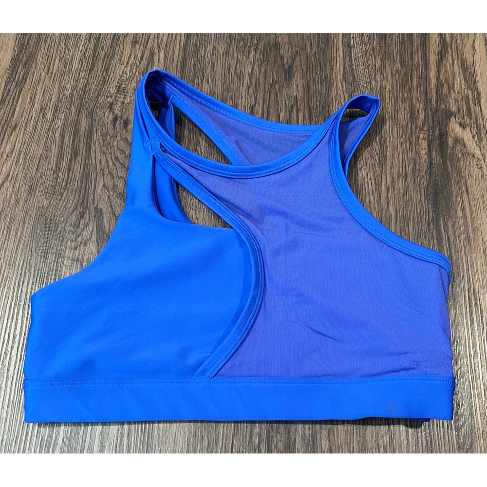 Alo Yoga Peak Bra Electric Blue Mesh Asymmetric Cutout Sports Bra Medium